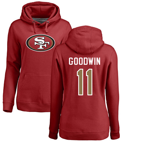 San Francisco 49ers Red Women Marquise Goodwin Name and Number Logo #11 Pullover->women nfl jersey->Women Jersey
